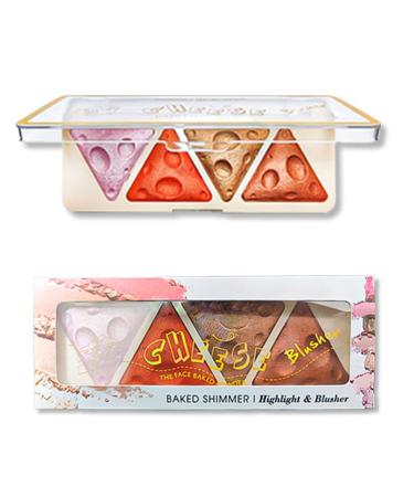 4 color baked blush palette cheek makeup shimmer facial blush natural glow lasting lightweight high light blush (04)