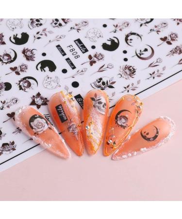 Decoration Floral Geometry Leaves Nail Stickers 3D Gothic Hollow Black White Flowers(F-811) - Buy Online on GoSupps.com