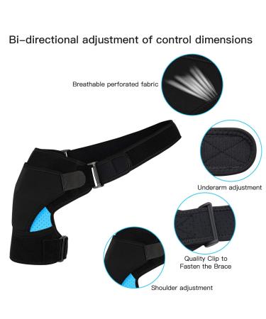 BomnKa Adjustable Shoulder Support Brace for Women and Men - Relieves Shoulder Injuries, Sprains - Fits Both Right & Left Shoulders - Blue - Buy Online on GoSupps.com
