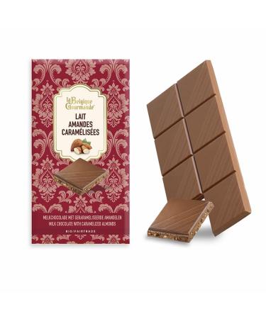 La Belgique Gourmande La Belgique Gourmande - Caramelized Almond Milk Chocolate Bar - Organic & Fairtrade - 85g (Chocolate Milk Caramelized Almonds)