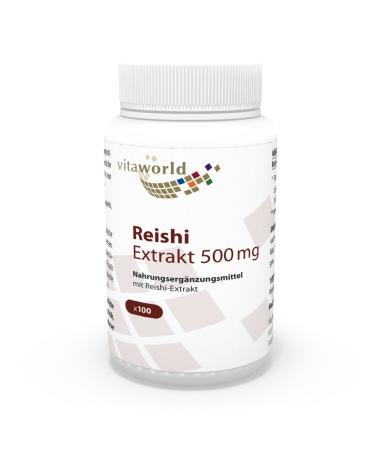 Vita World Reishi Extract 500mg 100 Vegetarian Capsules with Certificate of Analysis Made in Germany
