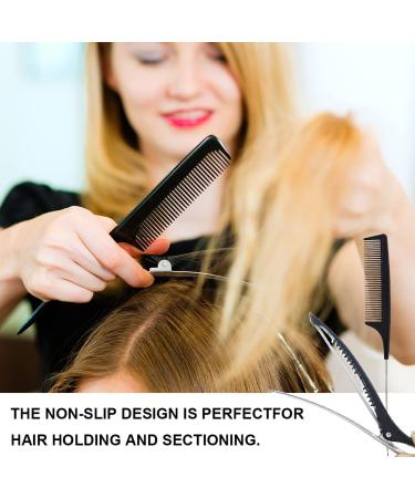 Sioppkik Hair Clips for Hairdressing - 6 Non-Slip Compartment Clamps + 1 Comb (Black & White) - Perfect for Styling & Cutting - Buy Online on GoSupps.com