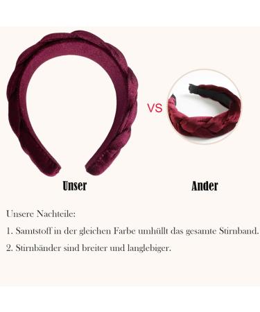 LEBENSWERT Velvet Braided Headband for Women - Vintage Wide Hairband in Wine Red | Traditional Fashion Accessories - Buy Online on GoSupps.com
