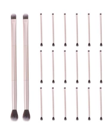 IWOWHERO 20pcs Double Brush Makeup Brush Cosmetic Eye Brush Makeup Tools Cosmetics Brush Golden