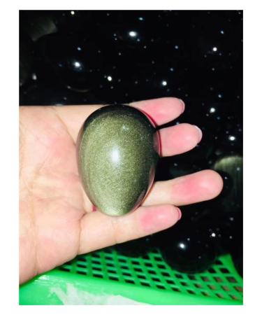 Crystal Beautiful Natural Gold Obsidian Stones Gem Decoration + Wood Bracket 50-60mm (Size : 1pc)
