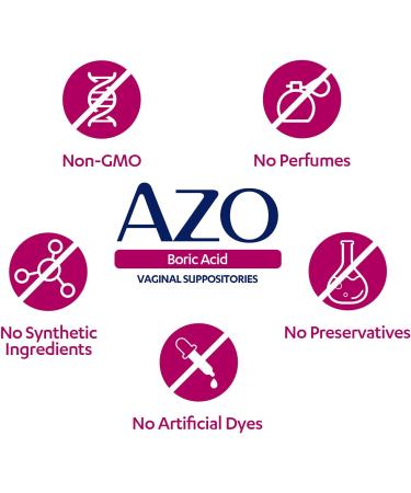 Azo Boric Acid Vaginal Suppositories 600 mg - 30 Count | pH Balance & Odor Control - Buy Online on GoSupps.com