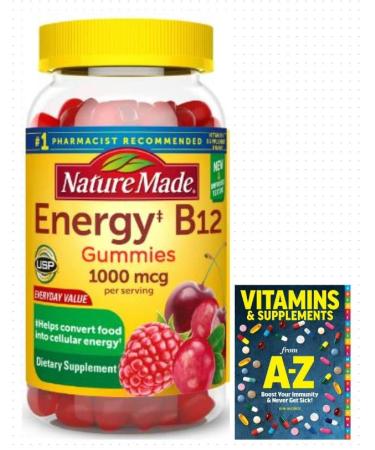 Nature Made Energy B12 1000 mcg Dietary Supplement for Energy Metabolism Support 160 Gummies 80 Day Supply+Better Guide Book Vitamins Supplements