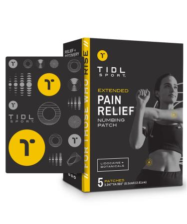 TIDL Extended Relief Pain Patch with Lidocaine and Menthol - Maximum Strength Topical Pain Relief - Deep Fully Body Recovery (5 Patches)