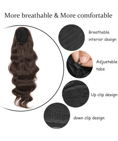 YEESHEDO Brown Long Wavy Drawstring Ponytail Hair Extension 24 Inches - Clip in Synthetic Hairpiece for Women - Buy Online on GoSupps.com