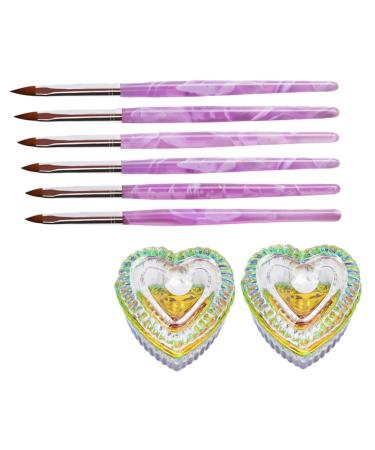 Ipetboom 1 Set Nail Art Crystal Cup Nail Glass Dish Glass with Lid Nail Liquid Nail Painting Drawing Pens Liquid Powder Dish Nail Brush for Acrylic Application Nail Kits Tool With Cover Abs