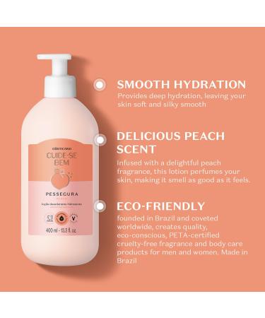 O Botic rio Cuide-se Bem Peach Body Lotion - Silky Smooth Hydration & Delicious Peach Scent | 13.5 oz (400ml) - International Shipping Available - Buy Online on GoSupps.com