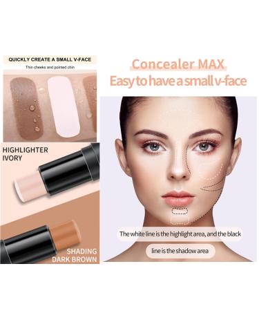 Go Ho 2 Colors Contour Stick - 2 in 1 Double-sided Concealer Stick Highlighter | Long-lasting Waterproof 3D Face Makeup Cream | 01# Ivory and Dark Brown - Buy Online on GoSupps.com