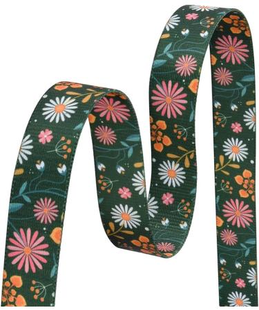 Adjustable Mihqy Dog Collar - Soft Comfort Nylon for Small & Medium Dogs | Dark Green Flower Design (L: Neck 38-63 cm Width 2.5 cm) - Buy Online on GoSupps.com