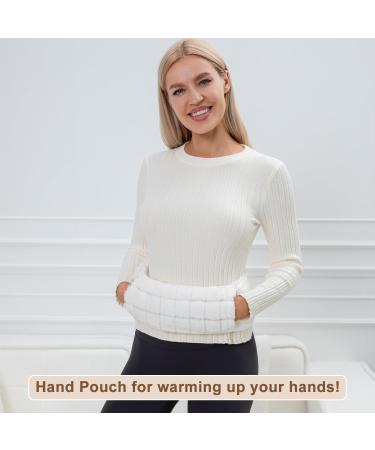 OWOZOI Long Hot Water Bottle 72cm - Soft Furry Cover with Hand Pocket & Strap | Full Body Wrap for Pain Relief & Bed Warmth - Cream - Buy Online on GoSupps.com