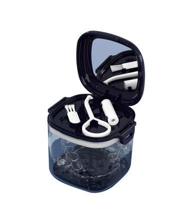 Night watchman case hierarchical hollow tooth-aligner case with mirror brush-orthodontic box in food quality transparent prosthesis case on the wearing and protecting of Aznever Sappirblau