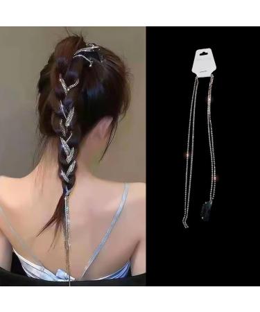 Silver Crystal Tassel Hair Clips Chains - 5 Piece Set for Women and Girls - Buy Online on GoSupps.com