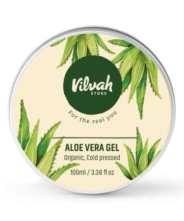 vilvah STORE Aloe Vera Gel with 99% Pure Natural Aloe Vera for Face Styling Gel for Hair Skin Moisturizer Hydrates and Soothes with Vitamin E and No Paraben 100g (Pack of 1)