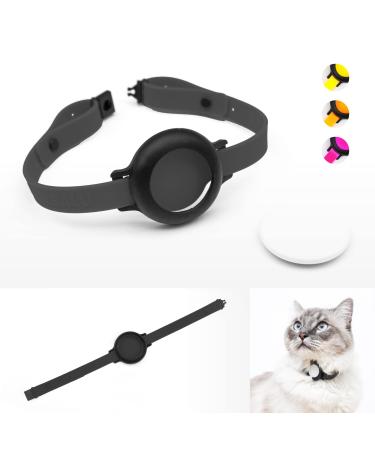 Lucybalu NEMO Cat neck band for Airtag |Premium collar for Airtag - safe light comfortable |Airtag collar for cats |Cats Tracker |Apple Airtag compatible |Silicone band black
