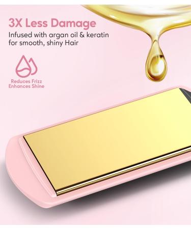 Mini Flat Iron - 1.5 Inch Ceramic Hair Straightener for Short to Medium Hair | Portable Dual Voltage Travel Size - Pink - Buy Online on GoSupps.com