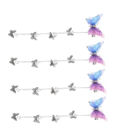 FRCOLOR 2 Pairs Butterfly Tassel Hair Clip hair accessories butterflies hair clip hair clips hair barrettes butterfly clips metal hair butterflies hair barrette butterflies hairpin simple