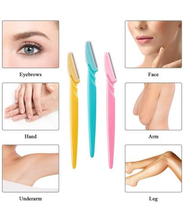 12 Pack Eyebrow Razors - Portable Facial Hair Remover Shavers (Pink, Sky Blue, Yellow) - Buy Online on GoSupps.com