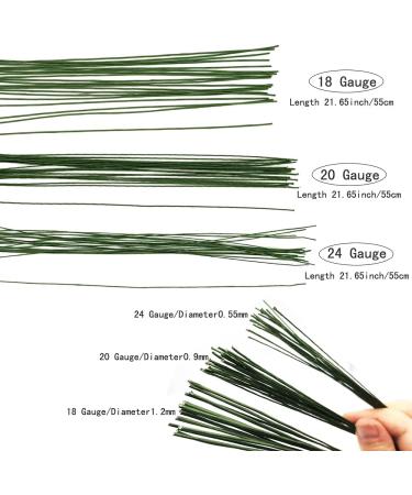 Saktopdeco 21.6 Inch Floral Stems Wire - Green Paper Wrapped Wire for Crafts and Flower Arrangement - 18, 20, 24 Gauge - Buy Online on GoSupps.com