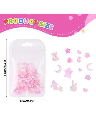 100 Pieces 3D Nail Art Charms Set - Heart Bear Butterfly & Flower Decorative Strass for DIY Nails - Perfect for Valentine's Day & Mobile Phone Decor - Buy Online on GoSupps.com