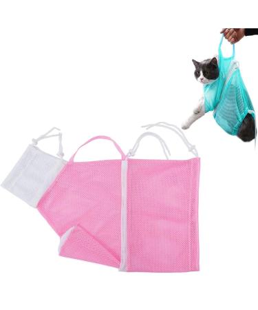 HYG Cat Bag for Bathing, Cat Shower Net Bag Cat Grooming Bathing Bag Adjustable Cat Washing Bag Multifunctional Cat Restraint Bag Prevent Biting Scratching for Bathing, Nail Trimming, Ears Clean Pink