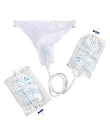 Urine Collector for Elderly Men Wearable Silicone Urine Collector Adjustable Tightness Urine Collector with 2 Urine Catheter Bags (Elderly Men)
