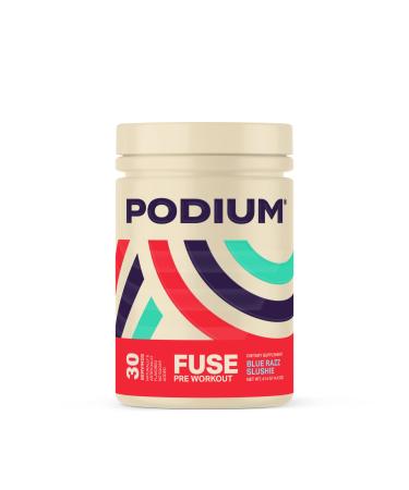 Podium Nutrition  Fuse Pre Workout Powder  Blue Razz Slushie  30 Servings  Beta Alanine and Caffeine for Energy  Gluten Free  Soy Free  Dairy Free