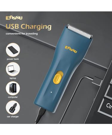ENSSU Waterproof Hair Clippers & Body Hair Trimmer - Cordless Rechargeable Hair Cutting Kit for Men Kids & Adults - Dark Blue - Buy Online on GoSupps.com