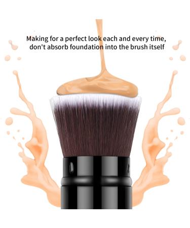 Falliny Retractable Kabuki Makeup Brush - Portable Powder & Liquid Foundation Brush for Travel - Small Black Face Brush with Cover - Buy Online on GoSupps.com