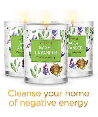 Pure Sage + Lavender Smudge Candle Set for House Energy Cleansing - Set of 3 Candles for Purification and Chakra Healing | Natural Soy Wax for Aromatherapy - Buy Online on GoSupps.com