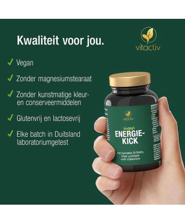 Vitactiv Natural Nutrition VITACTIV Energy Kick 90 Guarana Capsules with Matte Green Tea LTyrosine LTaurine plus B Vitamins Energy Capsules 100mg Caffeine Booster Vegan High Dose - Buy Online on GoSupps.com