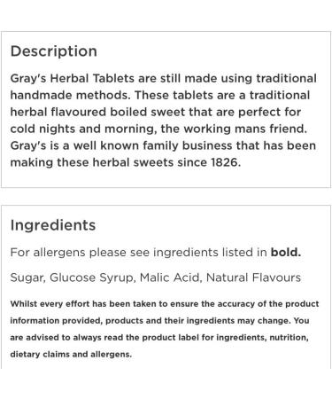 Gray's Herbal Tablets 60g Bag - Herbal Sweets Cough Candy - Buy Online on GoSupps.com