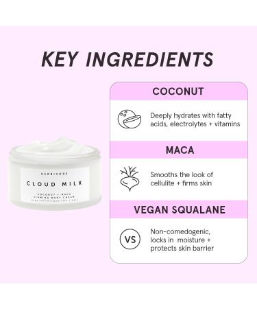 HERBIVORE Cloud Milk Coconut + Maca Body Cream | Fast-Absorbing Moisturizer | 6.6 oz - Shop Internationally for Firming Hydration - Buy Online on GoSupps.com