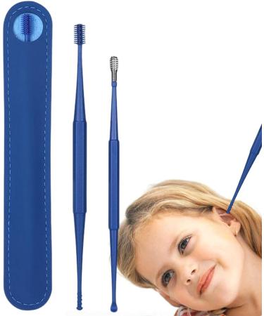 Ear Cleaning Tool Set - Gentle Two-Tips Curette Kit for Kids & Adults - Portable Ear Wax Discharging Supplies - 360 Degree Thorough Cleaning - Blue - Buy Online on GoSupps.com