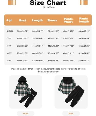 Naiyafly Toddler Boys Hoodie and Pants Set | Kids Long Sleeve Hooded Sweatshirt Outfit | Children's Button Down Tracksuit | Boys School Playsuit 5-6 Years Green Plaid - Buy Online on GoSupps.com