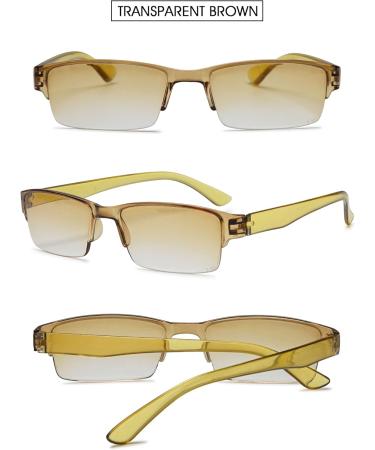 Vevesmundo Semi-Brown Plastic Rectangular Reading Glasses for Men & Women - International Shipping Available - Buy Online on GoSupps.com