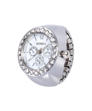 Finger Bague l gante montre Quaartz tendance | Horloge analogique classique anneau bo tier en m tal uvres cr atives Quaartz Crystal Vibrations pour homme et femme Argent .