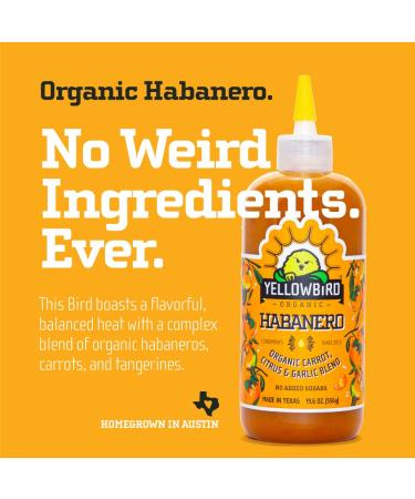 Yellowbird Habanero Hot Sauce - Plant-Based, Gluten-Free, Non-GMO - Spicy Pepper Sauce with Garlic & Tangerine - 19.6 oz - Buy Online on GoSupps.com