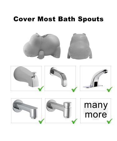Bath Spout Cover for Kids - Silicone Faucet Protector Hippo Gray with Free Bathtub Toys - Kids Bathroom Accessories - Buy Online on GoSupps.com