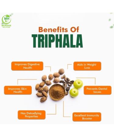 Morsan Healthcare Triphala (Amalaki Haritaki Bibhitaki) Capsules Pure and Natural Pack of 60 x 500 mg. Veg. Capsules (1) - Buy Online on GoSupps.com
