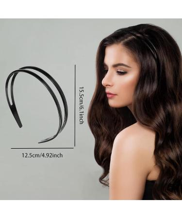 REDANHA Black Plastic Headband with Double Row Teeth Comb - Chic Non-Slip Hair Accessory for Women and Girls - Daily Dating Decorations - 2 Pieces - Buy Online on GoSupps.com