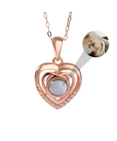 Drawelry Personalized Photo Projection Halm Care Heart Pet Pad Pote Poten With Picture Inner Women's Half Cam Remembrance Gifts For Women Girls Girls Double Heart-Rg