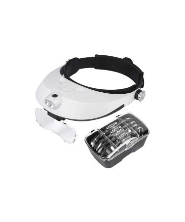 Headband Magnifier Head MountLighted Magnifying Glasses Headband Magnifier Multi-Functional Illuminated Magnifier Magnifying Glass with 1X 1.5X 2X 2.5X 3.5X 5 Lens Head Loupe Magnifier for Rep