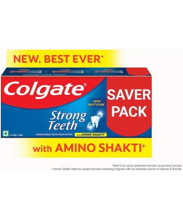 Colgate Strong Teeth Anticavity Toothpaste with Amino Shakti - 500gm (200gm - Pack of 2 with 100gm Free) - Buy Online on GoSupps.com