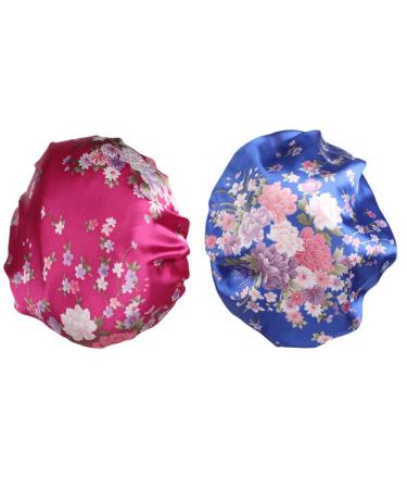 AMASAWA 2 pieces of soft satin sleep cap wide band Salon bonnet silk night sleep hat hair loss cap for women suitable for hair loss hair care make -up sleep chemotherapy