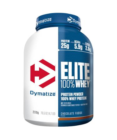Dymatize Elite 100% Whey Chocolate Fudge 2170g - High Protein Low Sugar Powder + Whey Protein and BCAAs