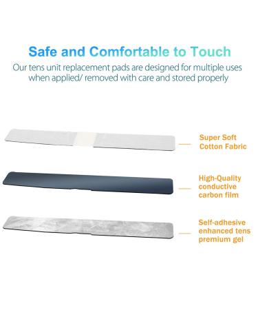 LotFancy TENS Unit Pads 1.65x13.75 4Pcs - Long Strip Shape Electrode Pads for TENS Unit Replacement - Buy Online on GoSupps.com